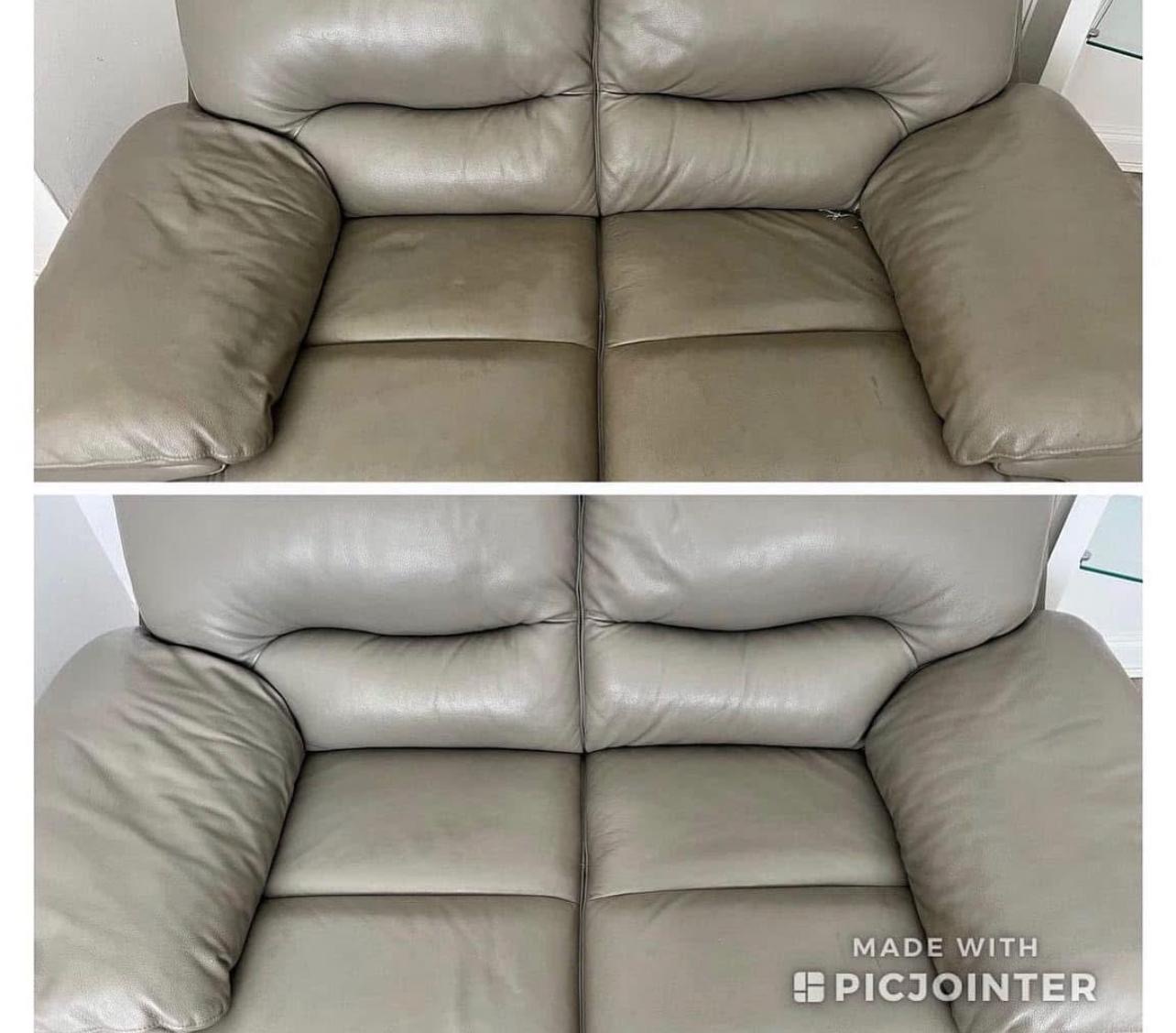 Sofa cleaning comparison supplied by Raymond